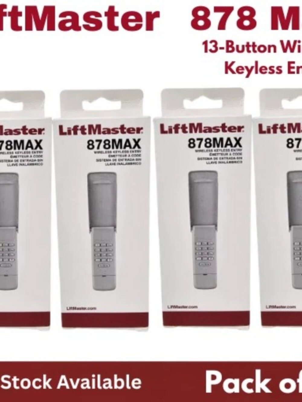 LiftMaster 878MAX Garage Door Keypad Wireless and Keyless Entry System Pack # 4